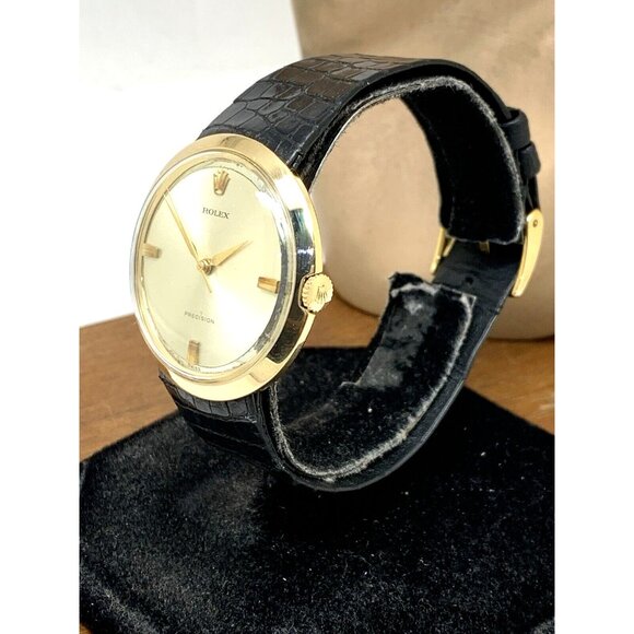 Rolex Men's Watch 9996 Vintage Swiss Mechanical 18k Gold Case Silver Dial 36mm - Picture 2 of 13